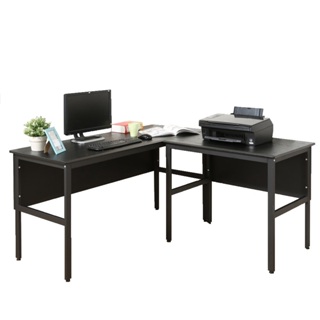 《DFhouse》頂楓150+90公分大L型工作桌(黑橡木色)