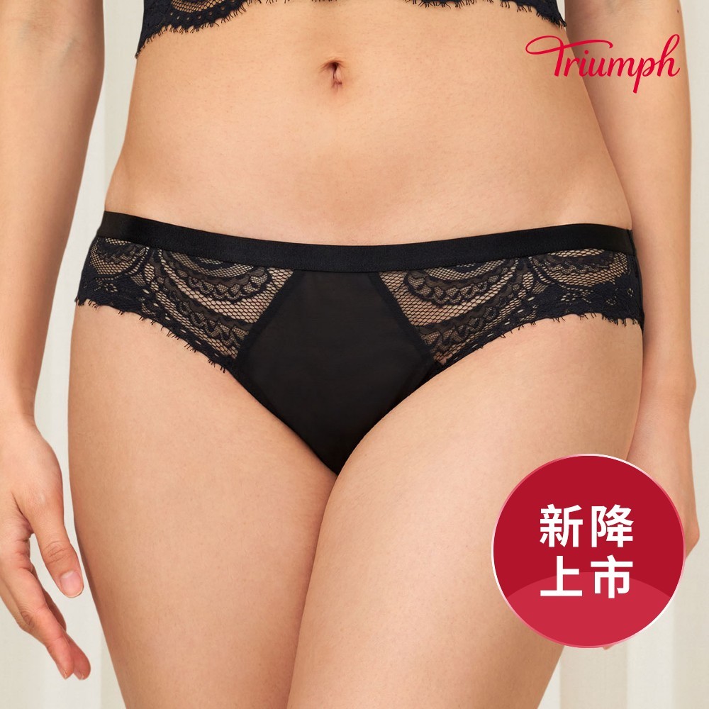 黛安芬-Premium Love Lace 愛戀系列 低腰三角內褲 M-EL 黑｜74R6886 04