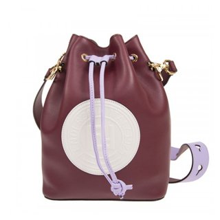Fendi 8BT298 Mon Tresor 經典 Logo 徽標小牛皮水桶包 紫色配粉色