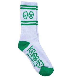 KROOKED 57023043C-WHT EYES SOCKS 中筒襪 / 小腿襪 (綠白色) 化學原宿