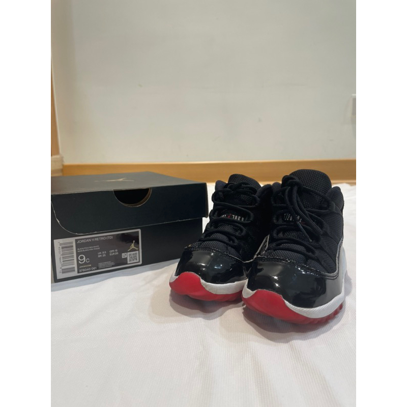 Nike Jordan 11 bred Retro TD 男童女童 兒童 童鞋 經典 黑紅 9c 15cm