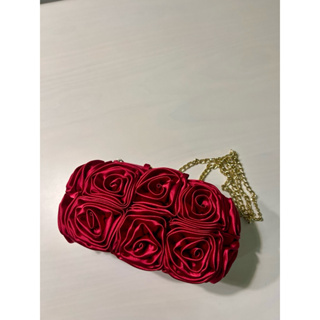 緞帶立體玫瑰花造型晚宴包手拿包