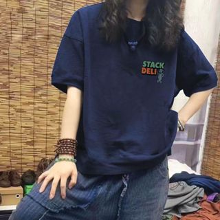 衣藝舍 大尺碼女裝短袖上衣 100純棉 t恤女 可愛上衣 短袖夏天衣服 卡通 小熊印花 T恤 寬鬆上衣 寬鬆長版短袖T恤