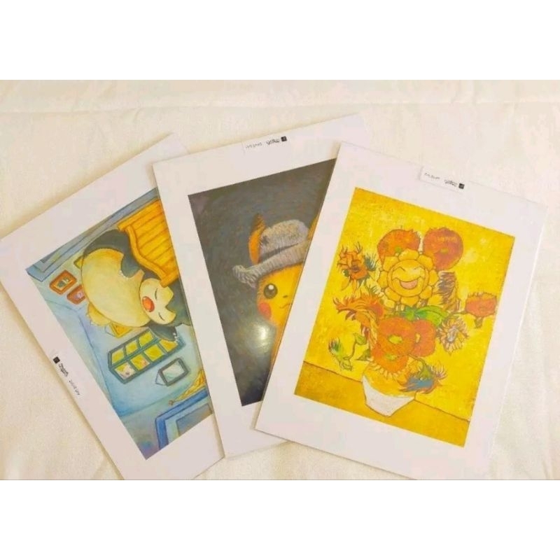 &lt;現貨&gt;荷蘭Pokmon×Van Gogh Museum 精靈寶可夢x 梵谷博物館 皮卡丘 卡比獸 太陽花向日葵藝術海報
