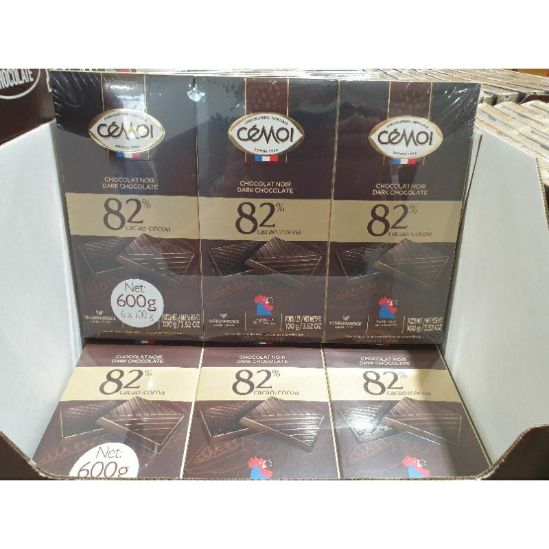 【二筒小舖】好市多 CEMOI 82%黑巧克力 含餡 100公克/6盒 #133667