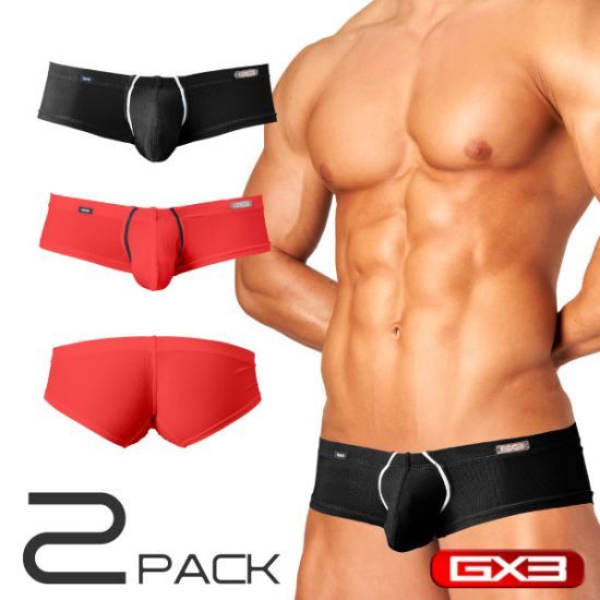 GX3 PRIME SKIN 黑紅超級低腰四角內褲-兩件組(k1791s)