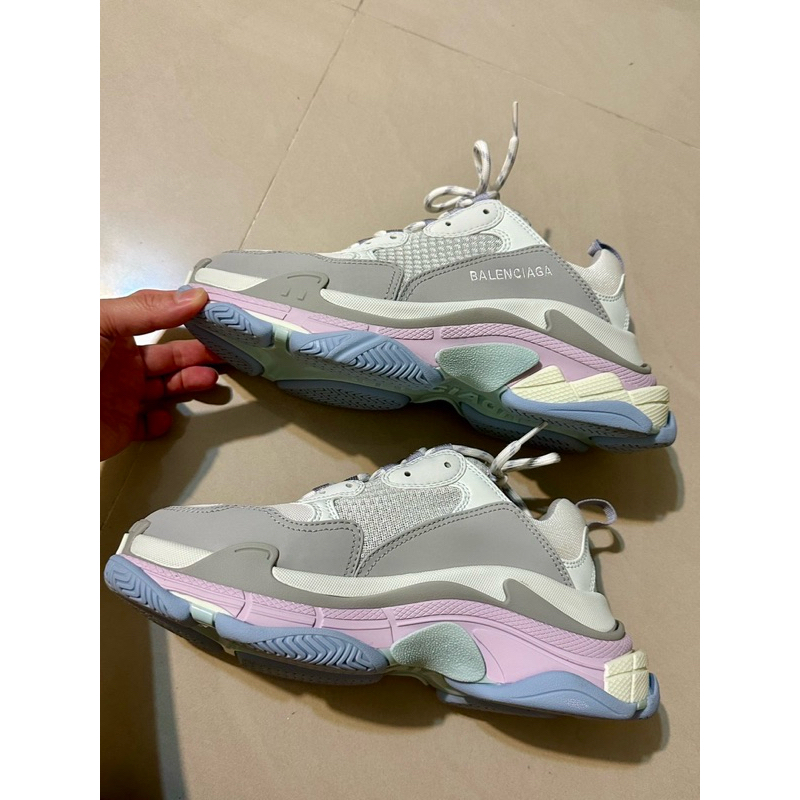 Balenciaga 巴黎世家 triple s 二手真品馬卡龍色粉紅粉藍粉黃白色 40號