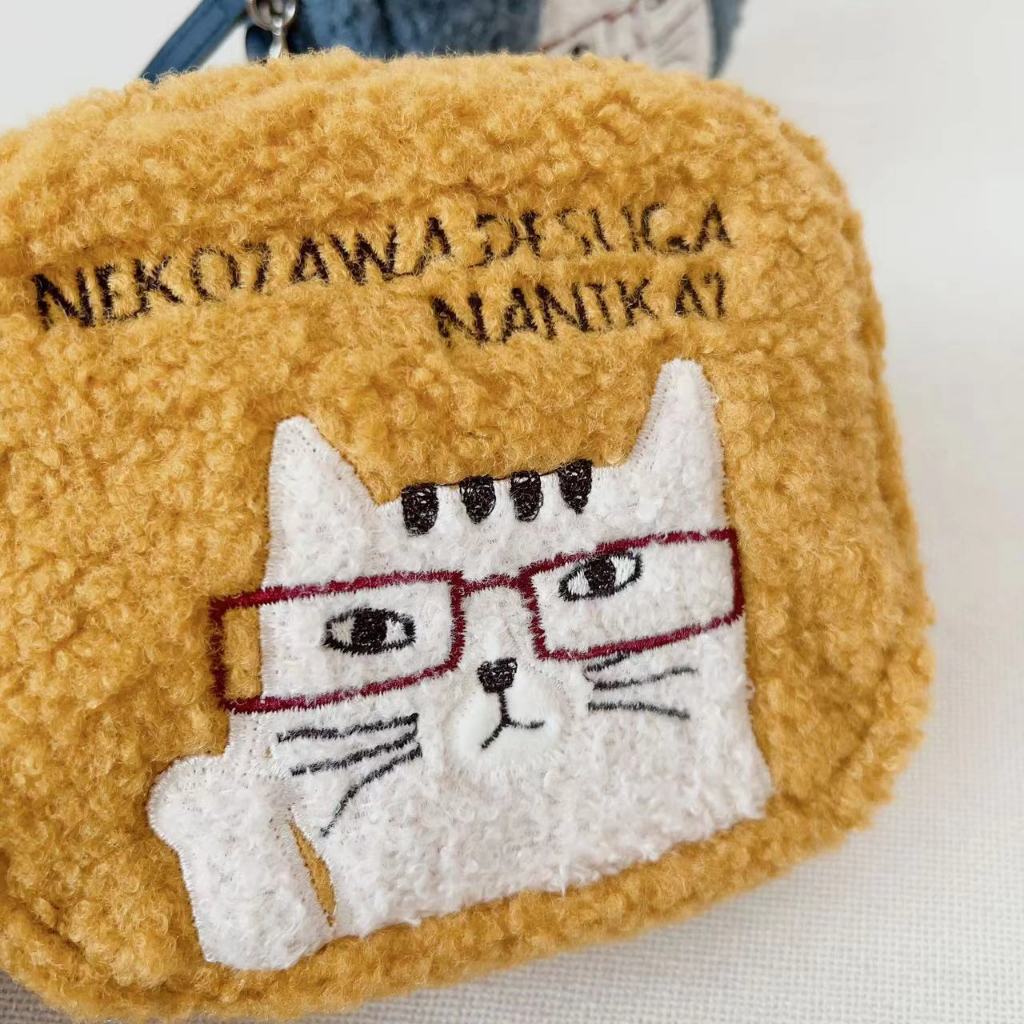 Miioi日本刺繡貓咪零錢包方形小包化妝品包小物收納包卡包