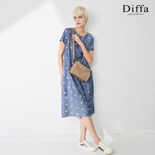 【Diffa】時尚美型波點短袖連身洋裝4768-8701