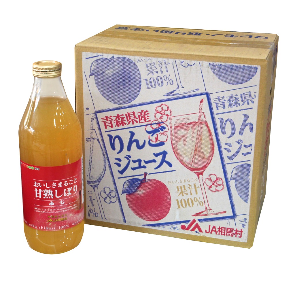 【青森JA相馬村蘋果汁 原箱 6瓶】日本蘋果汁 青森蘋果 富士蘋果汁 王林蘋果汁 100%蘋果原汁 1L/瓶