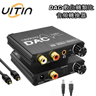 DAC數位轉類比音頻轉換器 光纖同軸轉類比數位視訊轉換器 支援24bit/192KHz L/R RCA 和 3.5mm