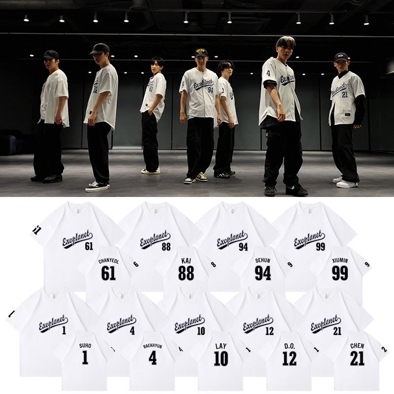 EXO  2023專輯周邊CreamSoda舞蹈練習室同款短袖T恤印花打歌衣服