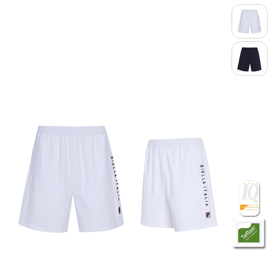【FILA】男性 抗UV 運動防潑水 平織短褲-白色 1SHX-1003-WT
