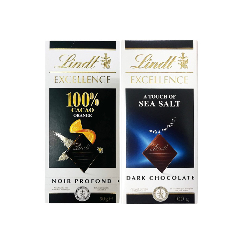 瑞士蓮Lindt EXCELLENCE極醇系列黑巧克力 - 草莓/海鹽/香橙 50g