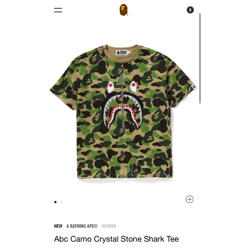 女款A BATHING APE® Abc Camo Crystal Stone Shark 迷彩 鯊魚 24短袖T恤