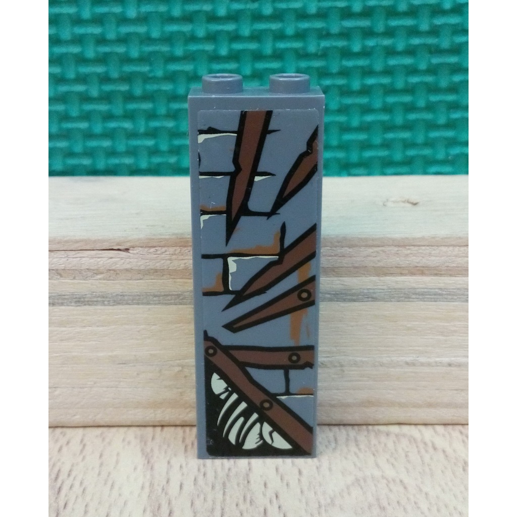 [ 二手磚 ] 樂高 2454pb090 深藍灰 貼紙磚 Brick 1 x 2 x 5 set 79014