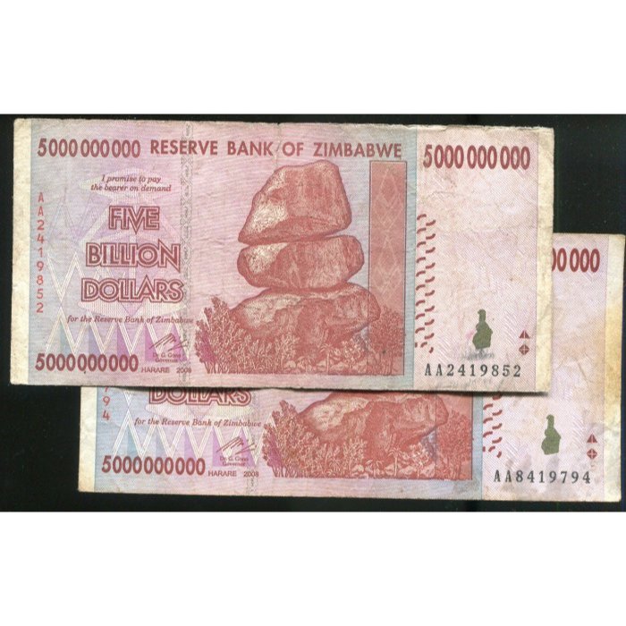 ZIMBABWE（辛巴威50億紙幣），P84 ，5-BILLION，2008，品相普F