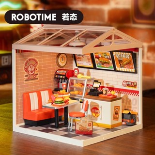 Robotime若態Rolife若來超級世界漢堡店 放鬆解壓 益智積木玩具 微縮拼裝模型房 手工diy 小屋 袖珍屋禮物