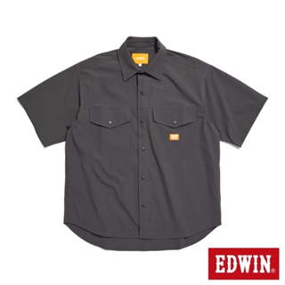 EDWIN 橘標 涼感機能寬版短袖襯衫(暗灰色)-男款
