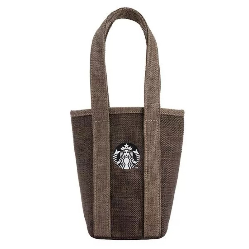 星巴克 限量 Starbucks 棕色女神仿棉麻隨行杯袋 26週年