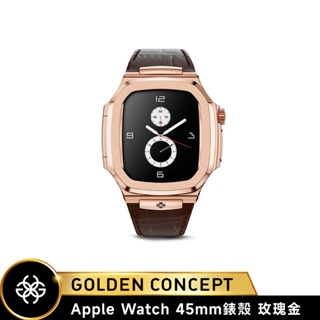 Golden Concept Apple Watch 45mm 玫瑰金錶框 棕皮革錶帶 WC-ROL45-RG-BR