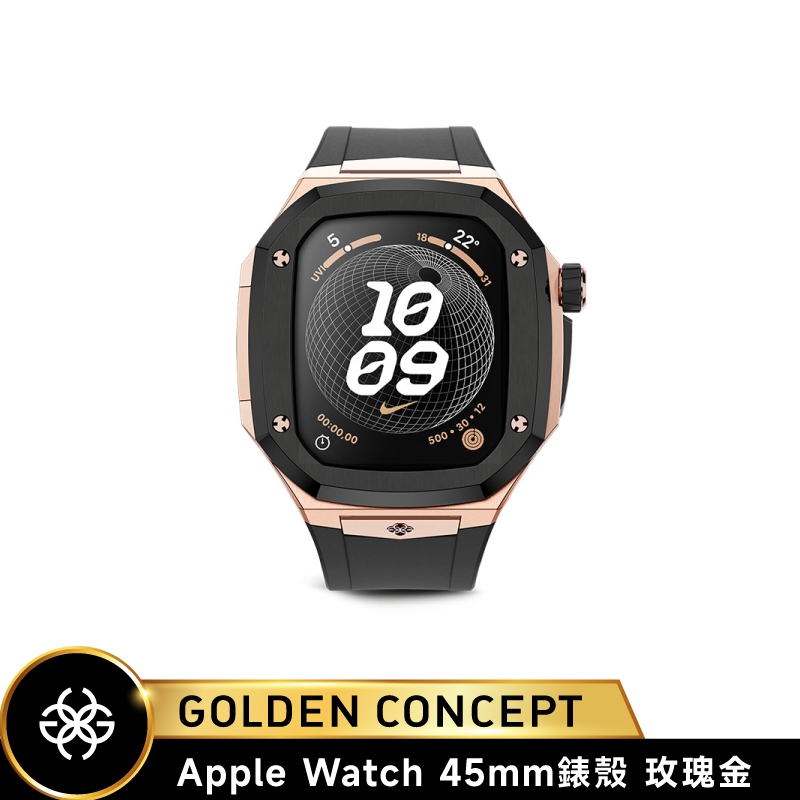 Golden Concept Apple Watch 45mm 玫瑰金錶框 黑橡膠錶帶 WC-SPIII45-RG-BK