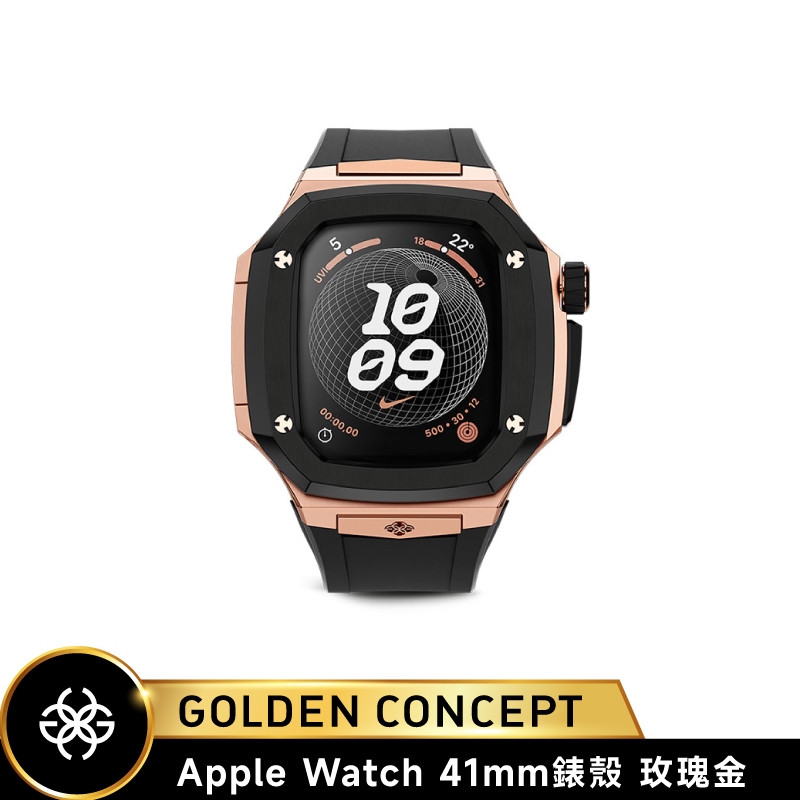 Golden Concept Apple Watch 41mm 玫瑰金錶框 黑橡膠錶帶 WC-SPIII41-RG-BK