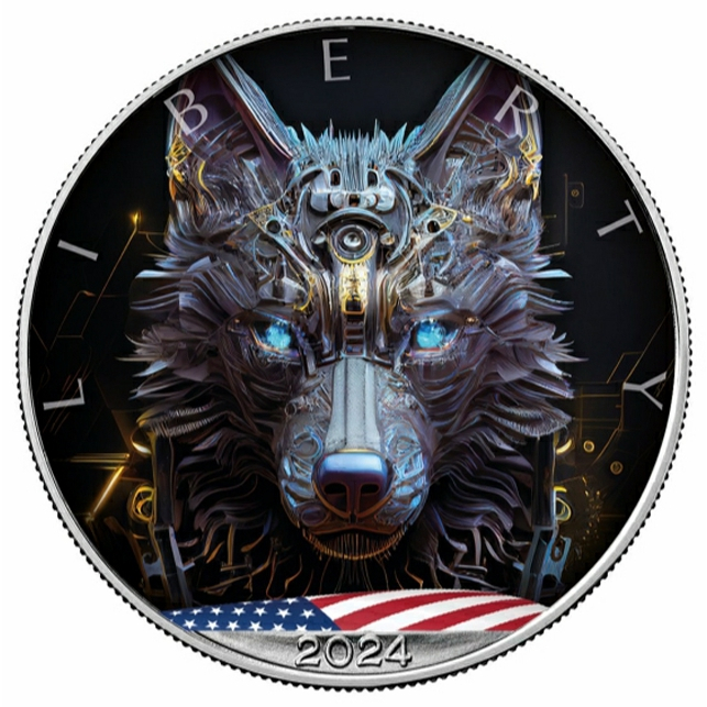 2024人工智慧網路野狼銀幣（美國鷹揚再製幣）