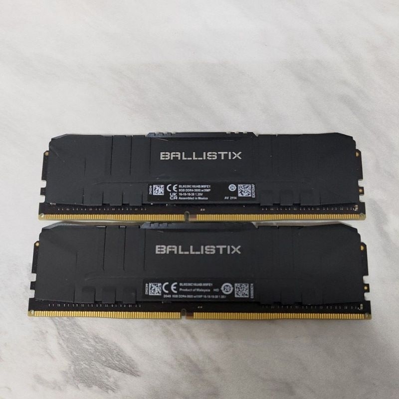 MICRON 美光 Crucial Ballistix DDR4-3600 8Gx2 雙通道 黑色 記憶體