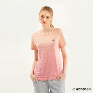 Hang Ten 女裝銅纖維無縫漸層透氣吸濕排汗短袖上衣(粉橘)