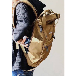 日本🇯🇵 anello 高密度尼龍平口前折後背包ins 電腦包🌳媽媽包學生背包 咖啡色