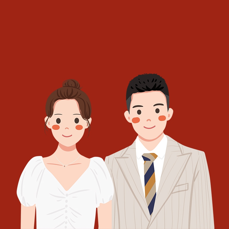 結婚照似顏繪 | 請柬插畫客制 來圖客制 Q版插畫 情侶似顏繪 動漫人物 頭貼設計 客製化照片