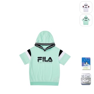 【FILA】KIDS 孩童款 吸濕排汗 運動連帽上衣-經典綠 1TEX-4414-LN