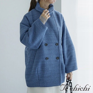 Te chichi 羊毛混紡翻領雙排釦中長版大衣外套(FC37L0Z1180)