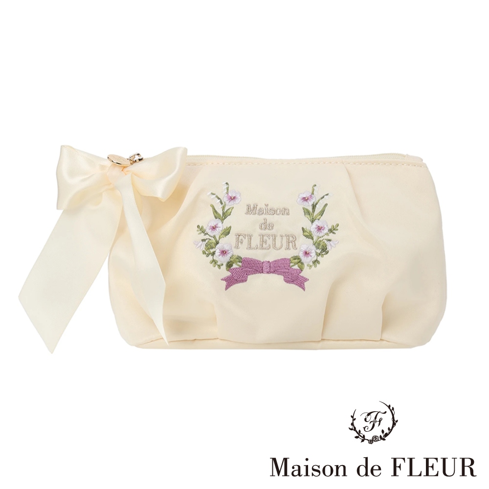 Maison de FLEUR 春日花圈系列刺繡緞帶手拿包(8A41FJJ2300)