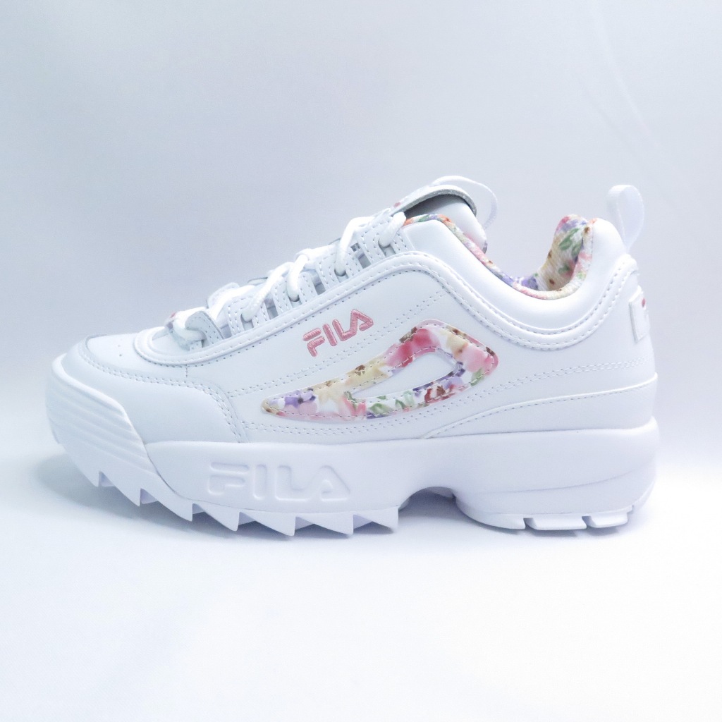 FILA 5C111Y155 DISRUPTOR II FLOWER 女運動鞋 休閒鞋 白/粉/花【iSport愛運動】