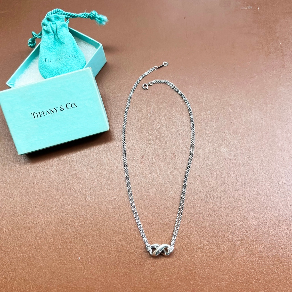 Tiffany &amp; Co. Infinity 永恆無限雙鍊925純銀項鍊 16吋 (正品．九成新)