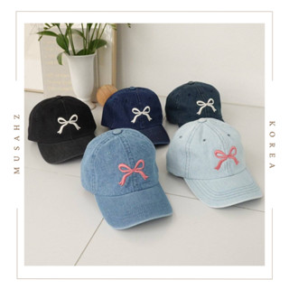 𝐌𝐔𝐒𝐇𝐀𝐙｜臺灣現貨 正韓🇰🇷蝴蝶刺繡牛仔色棒球帽 5color 老帽 鴨舌帽 棒球帽 蝴蝶結帽 帽子 刺繡老帽 韓製