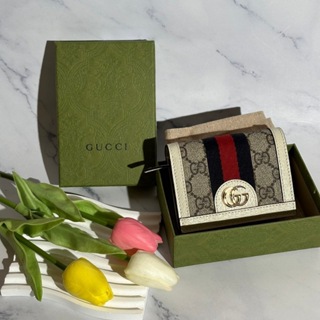 JBI BOUTIQUE✔️ Gucci 專櫃款 金色小標 滿版零錢袋短夾 ✅正品代購