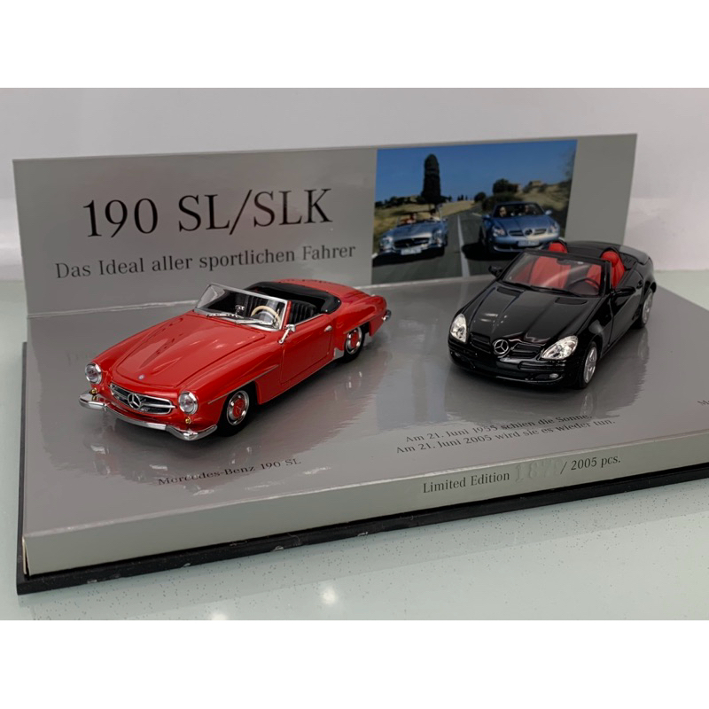 Minichamps 1:43(1/43) Mercedes Benz 190 SL & SLK 賓士 雙車組 模型車