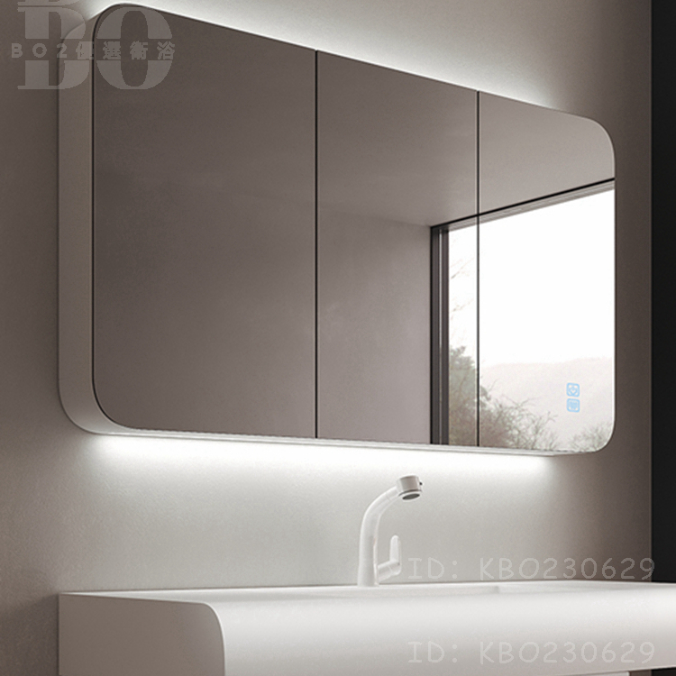 【破損包賠】新款智能鏡櫃智能浴室鏡櫃鏡子單獨衛生間掛牆式實木圓角鏡櫃帶燈壁掛鏡箱定製BO95