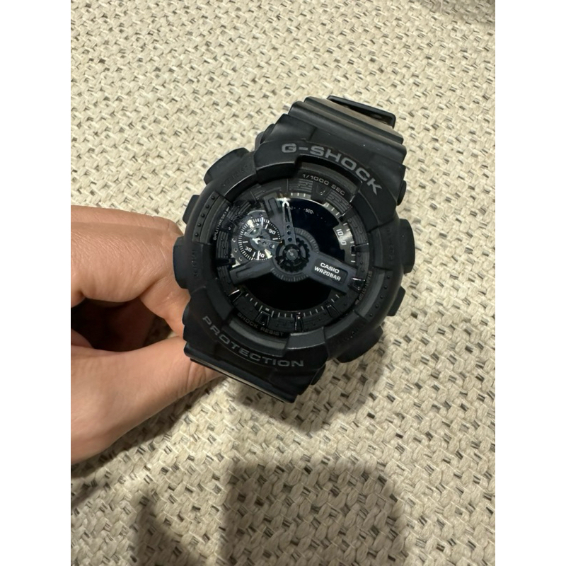 CASIO 卡西歐 G-SHOCK 重型戰匠 百搭黑 雙顯限定錶款 GA-110-1B_51.2mm 二手