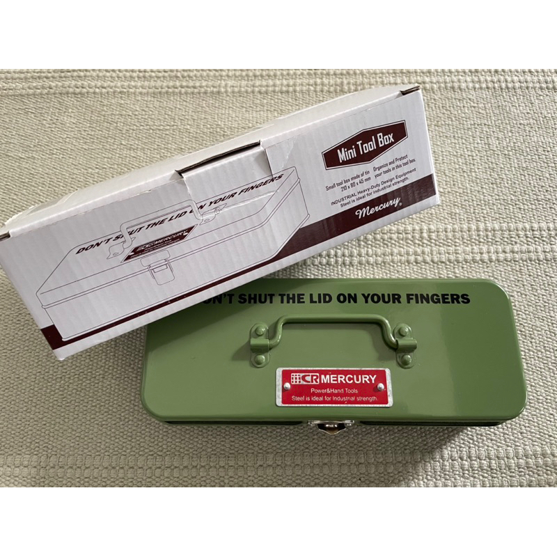 日本購入 / 二手現貨 Mercury 美式風格鐵製收納盒 鉛筆盒 工具箱 小款 軍綠