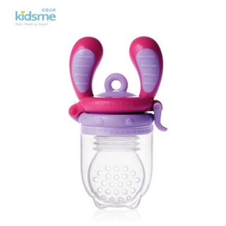 🤍全新福利品✨：英國kidsme：咬咬樂輔食器 6M+紫紅L 大容量網袋 果肉學習棒 副食品專用蔬果棒 副食品餵食器