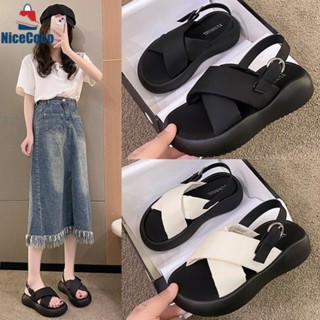【新款熱賣】新品厚底增高交叉女涼鞋 超軟底設計感小眾羅馬涼鞋 小仙風百搭夏季涼鞋 露趾沙灘女鞋