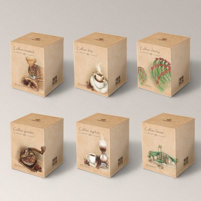 台灣製 經典手繪系列(加大款紙盒-可裝10入濾掛) 霧面材質 掛耳紙盒 掛耳式咖啡紙盒 濾泡式咖啡紙盒