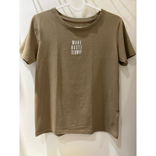 【 E hyphen world gallery 】標語打印圓領短袖T恤-抹茶綠（九成新）