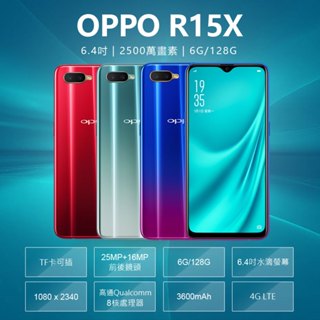 台灣現貨 福利品 OPPO R15X 6.4吋 6G/128G 高通八核心 4G LTE 贈玻璃貼