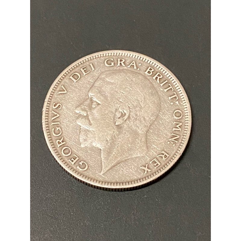 1931年英國喬治五世半圓百年老銀幣，AU品項，保真
