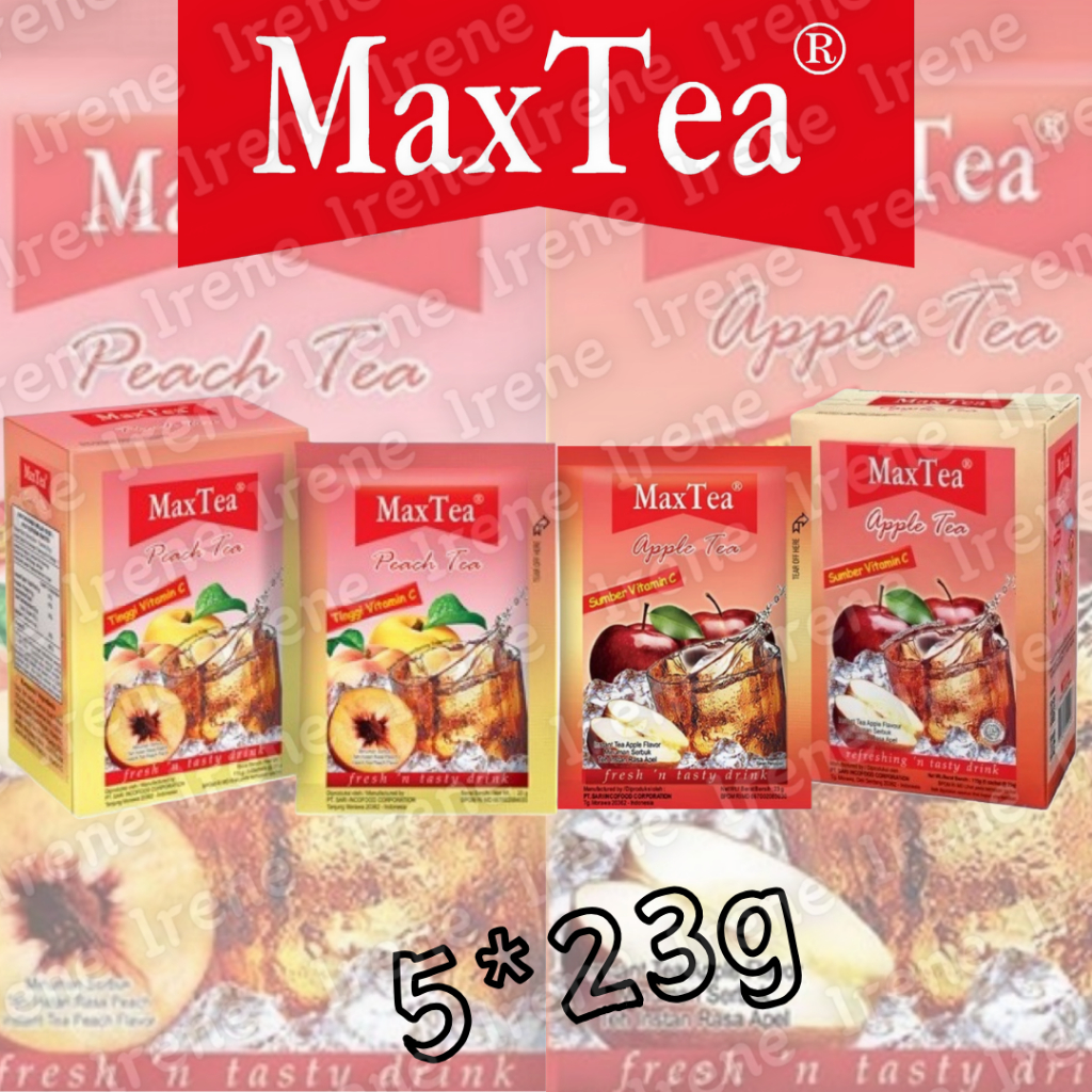🇮🇩印尼MAX TEA Apple Tea,Peach Tea (Kotak) 蘋果/水蜜桃 泡飲 (盒装) 5*23g